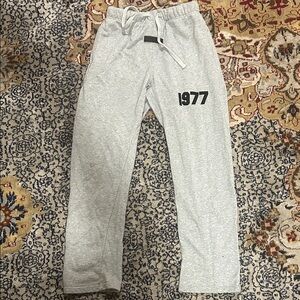 Essentials Gray Sweatpants with Black Print